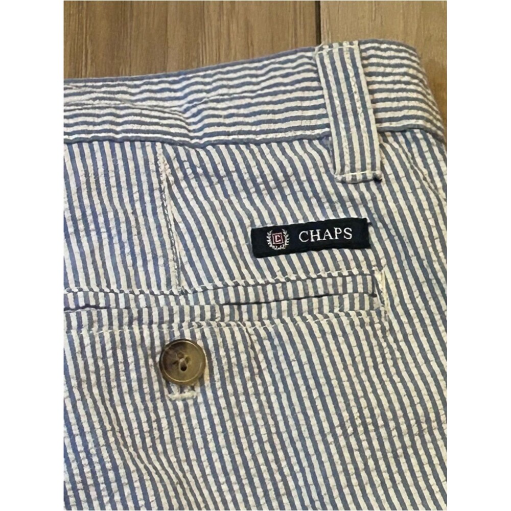 CHAPS Men's Seersucker Shorts Blue White‎ Striped Casual Summer Wear Size 34 - Picture 3 of 4